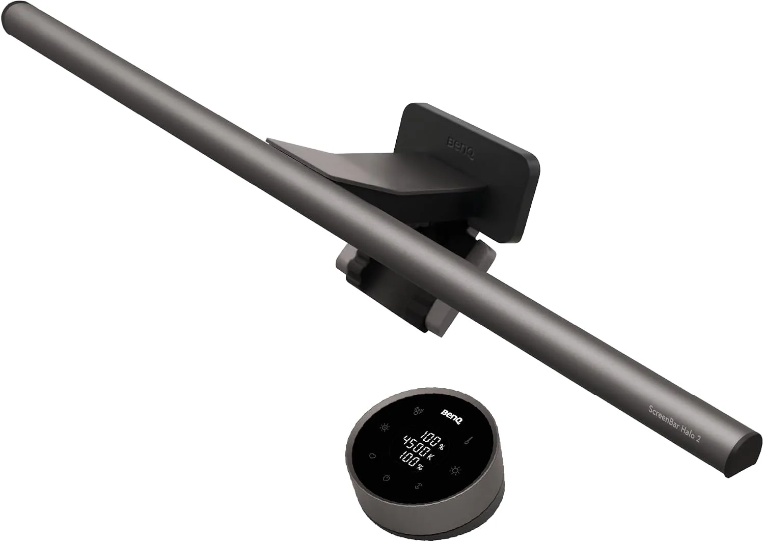 BenQ ScreenBar Halo 2 Light Bar, éclairage avant/arrière, marche/arrêt auto | Télécommande sans fil, variation auto, éclairage ultra-large, luminosité & tempéra