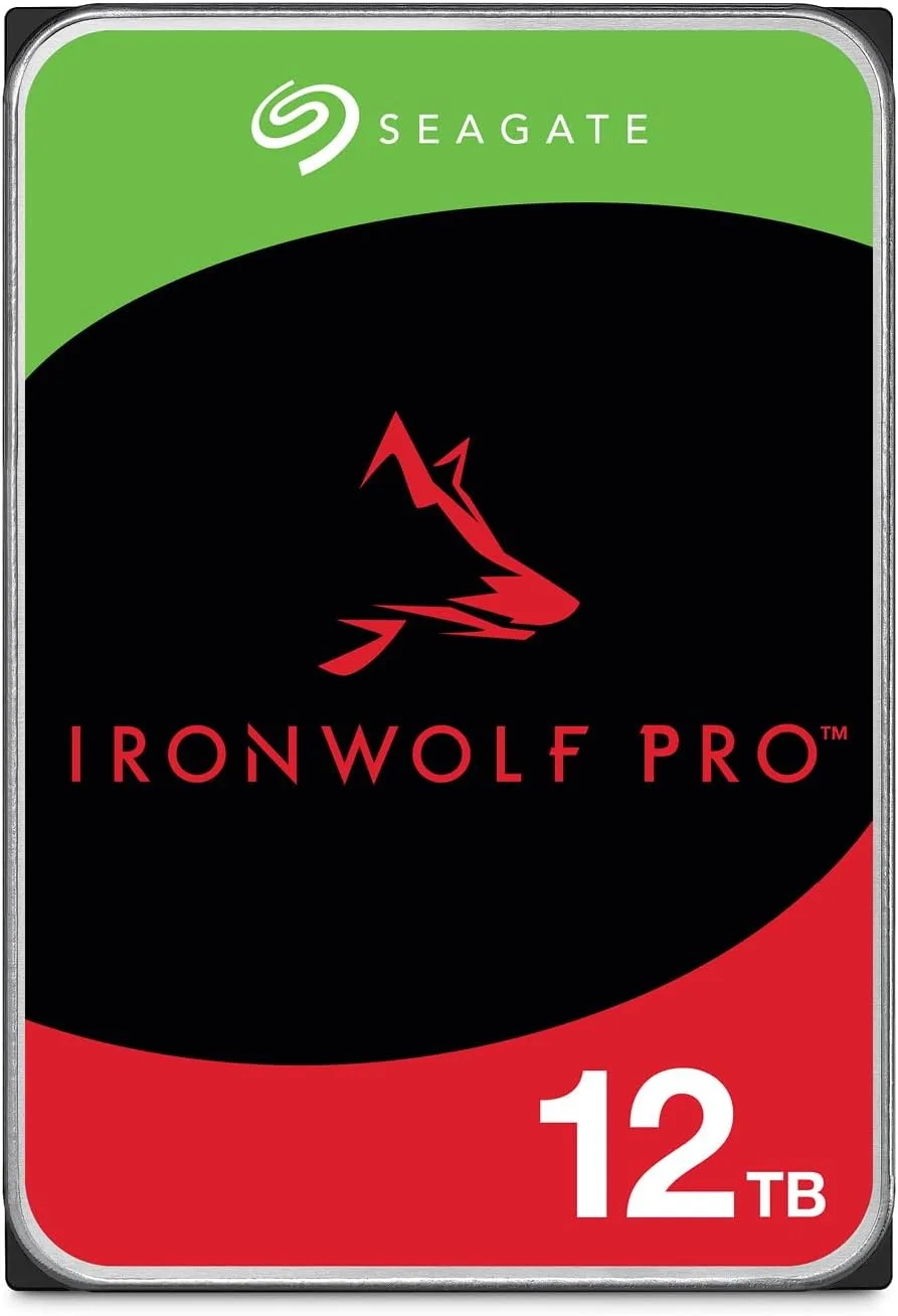 Seagate 12To IronWolf Pro Disque Dur Interne NAS | SATA (ST12000NTZ01) | 7200 tr/min. HDD NAS professionnel. Performance 24/7, AgileArray, All-CMR, 550To/an, su